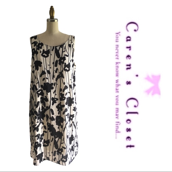 Philosophy Republic Black & Cream Abstract Flower Print Swing Dress - Picture 2 of 8